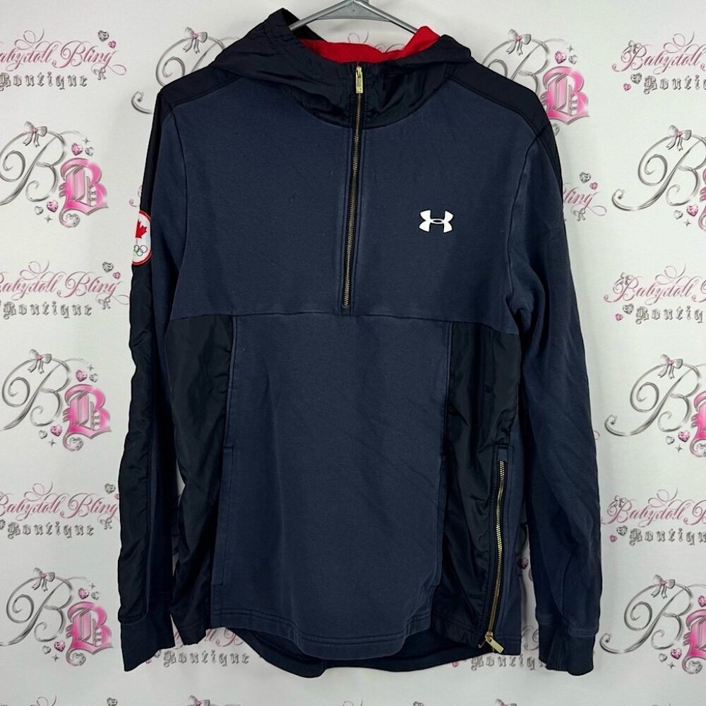 Under Armour Black and Red Pullover Jacket olympics half zip golf hardware